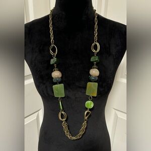 AVON Vintage Bohemian Green Beaded Necklace